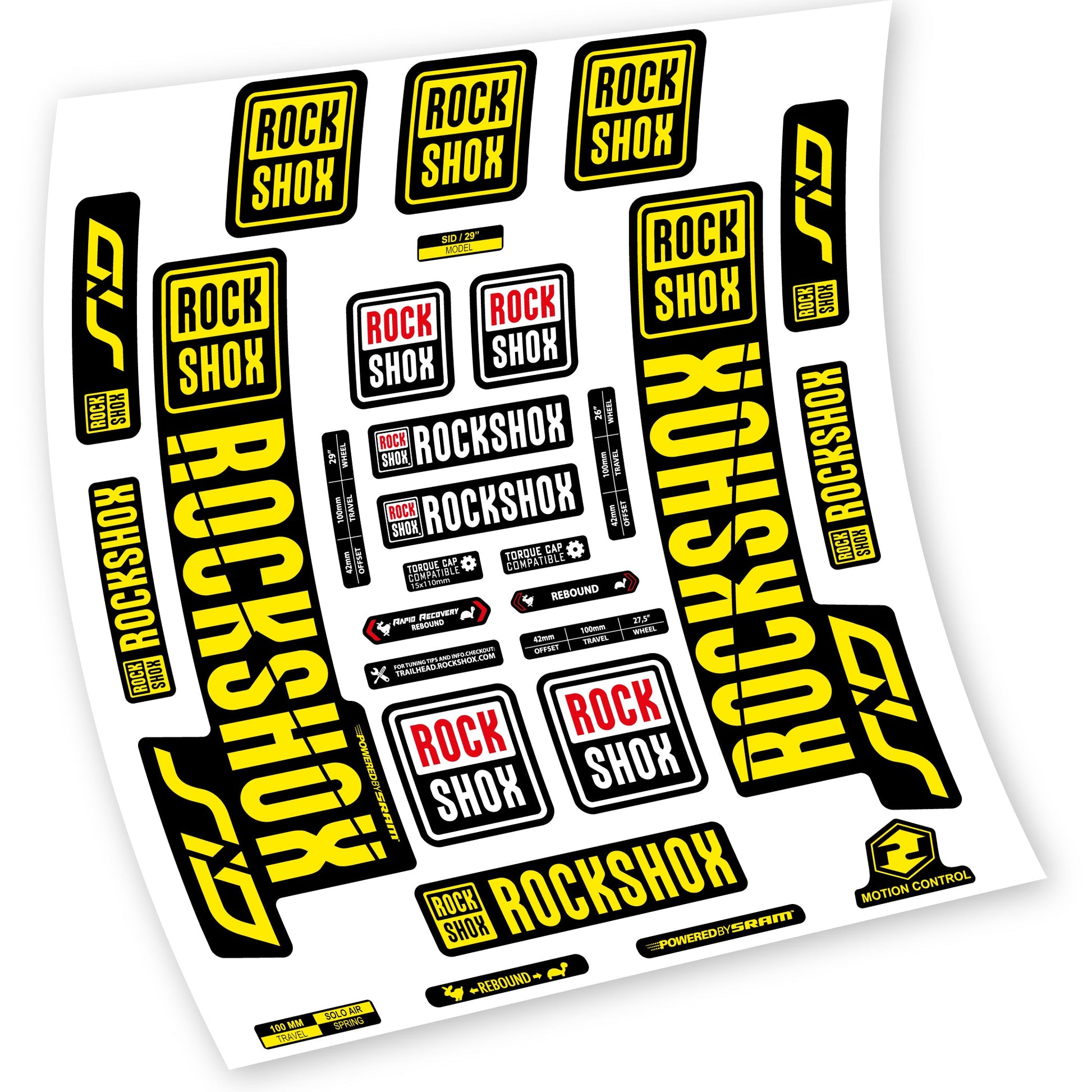 Stickers Rock Shox Sid 2018 2019 compatibles Autocollants fourche VTT