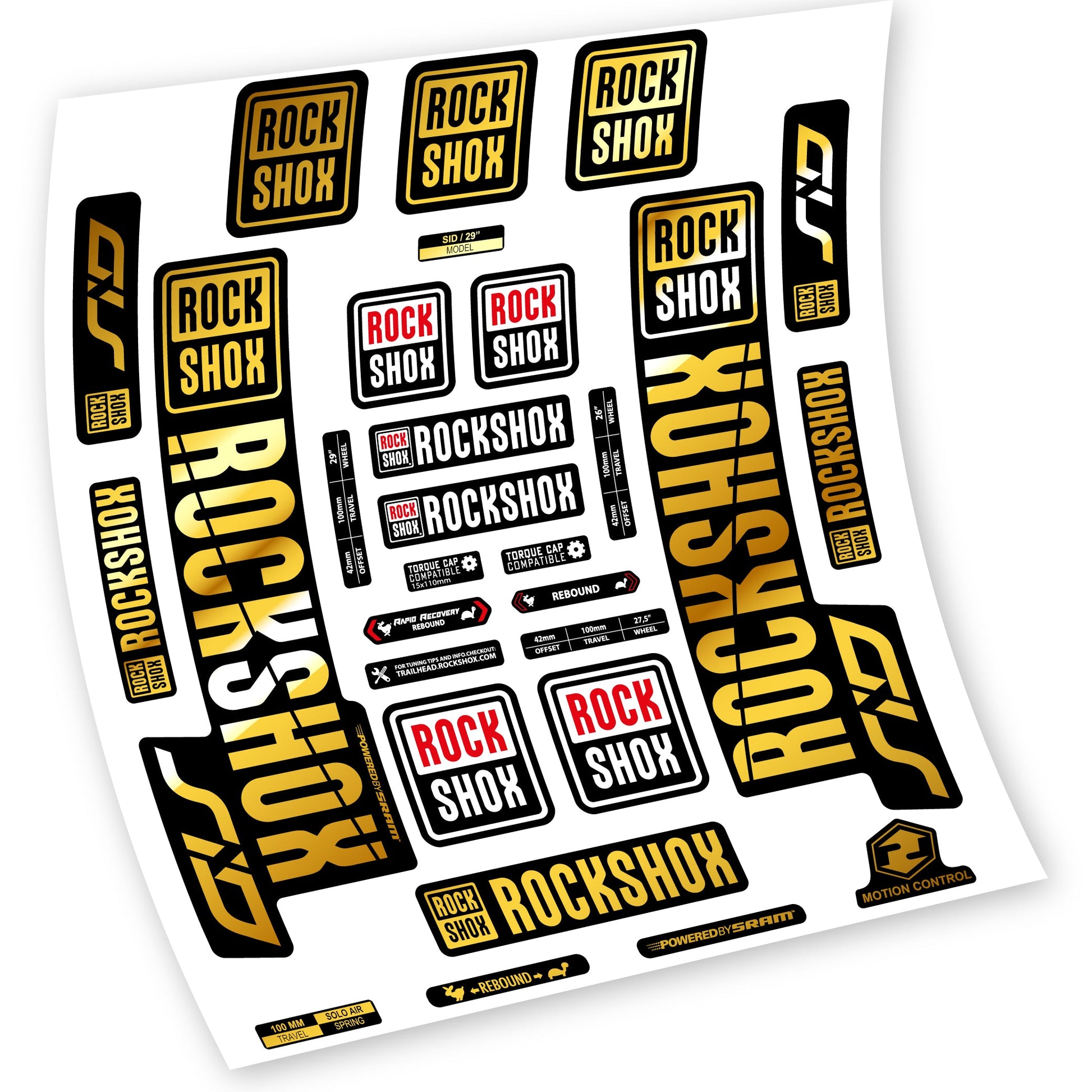 Stickers Rock Shox Sid 2018 2019 compatibles Autocollants fourche VTT