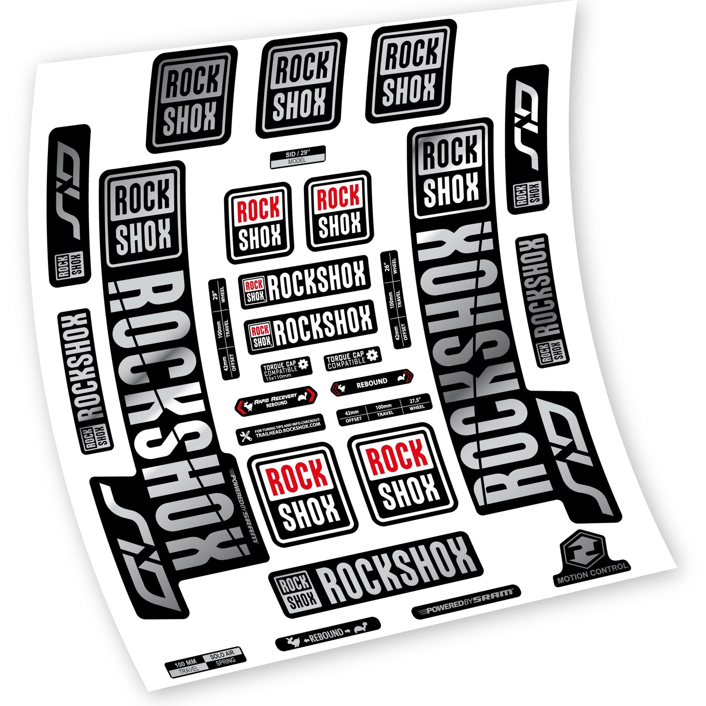 Stickers Rock Shox Sid 2018 2019 compatibles Autocollants fourche VTT