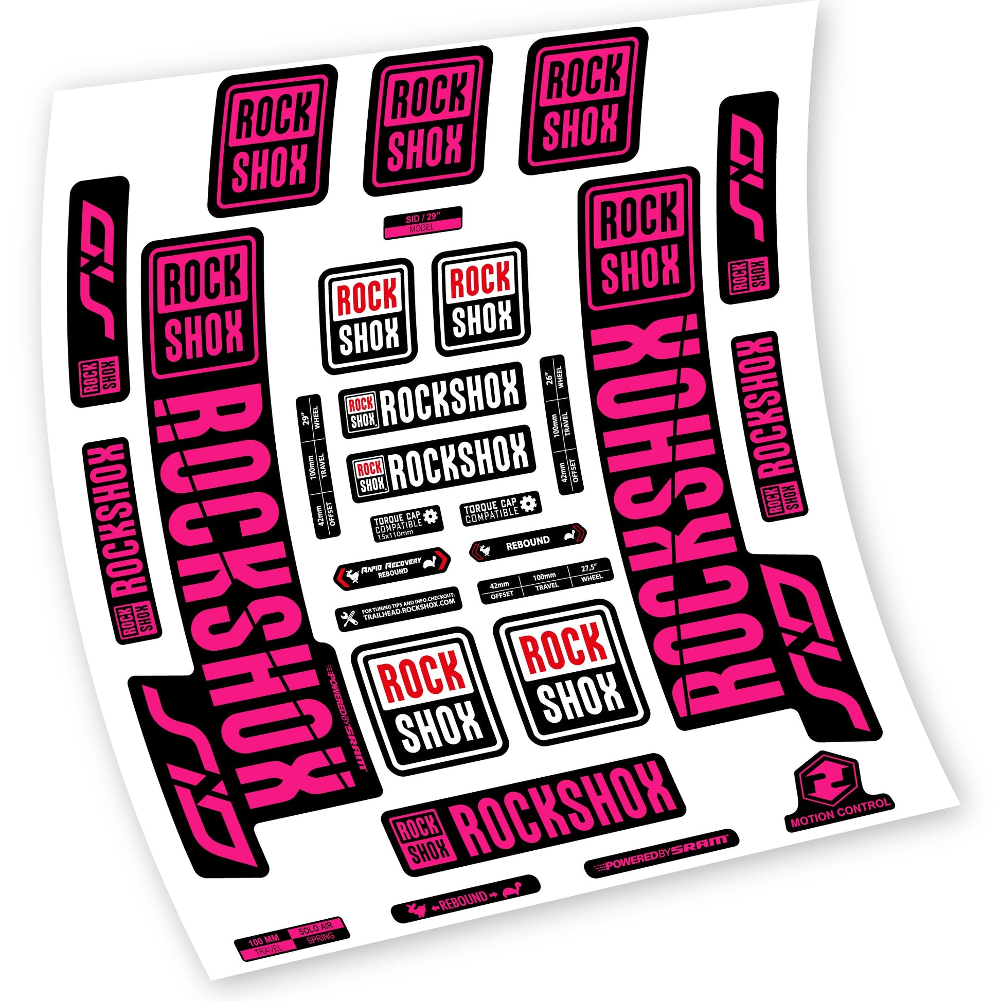 Stickers Rock Shox Sid 2018 2019 compatibles Autocollants fourche VTT