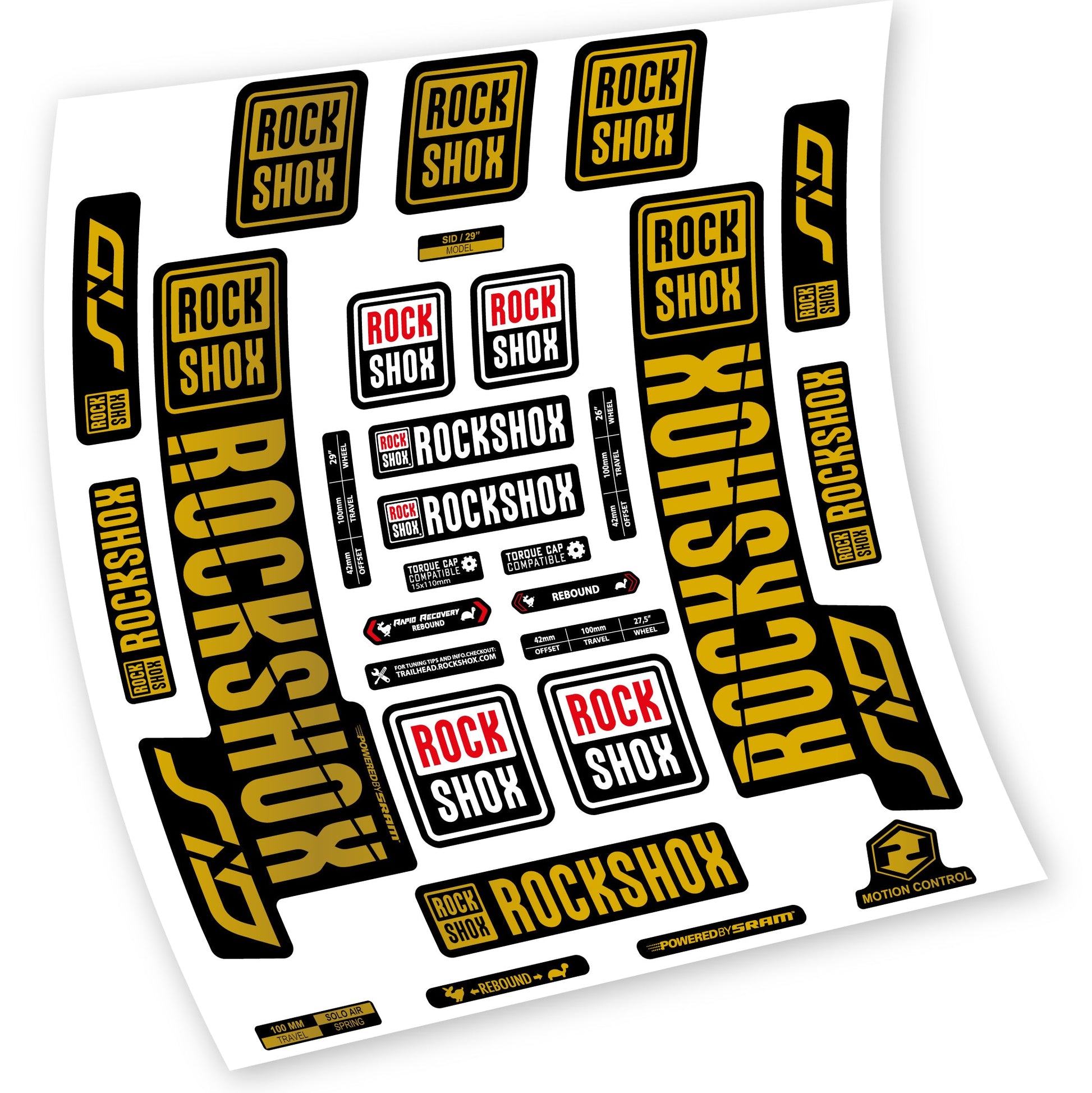 Stickers Rock Shox Sid 2018 2019 compatibles Autocollants fourche VTT