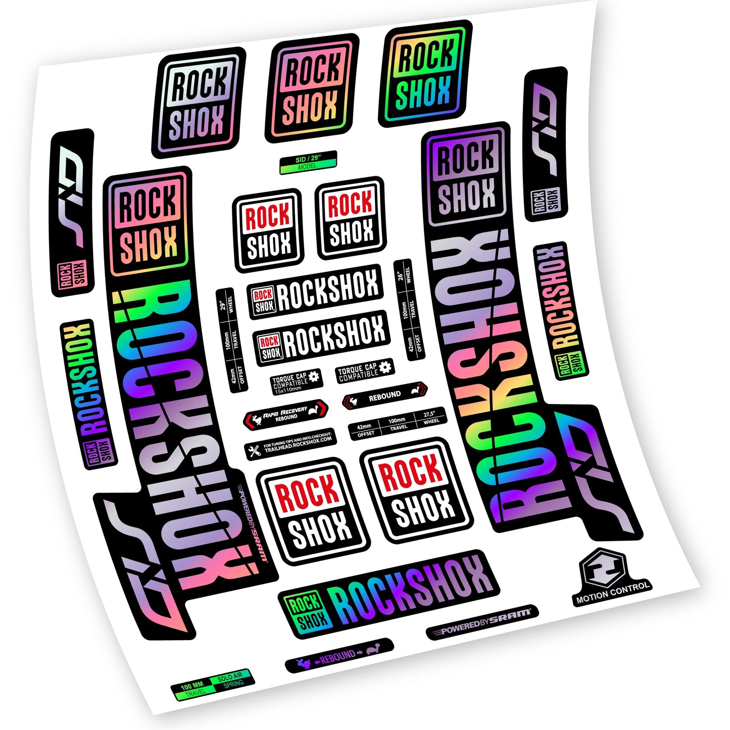Stickers Rock Shox Sid 2018 2019 compatibles Autocollants fourche VTT