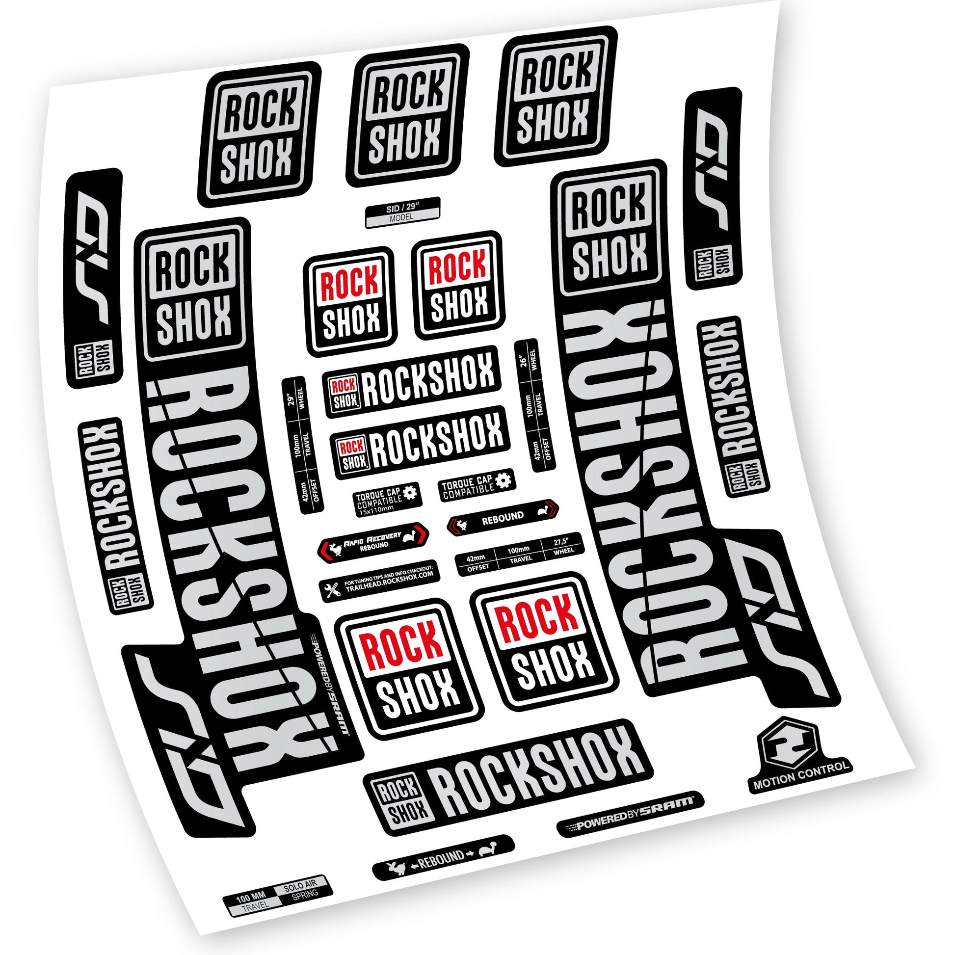 Stickers Rock Shox Sid 2018 2019 compatibles Autocollants fourche VTT