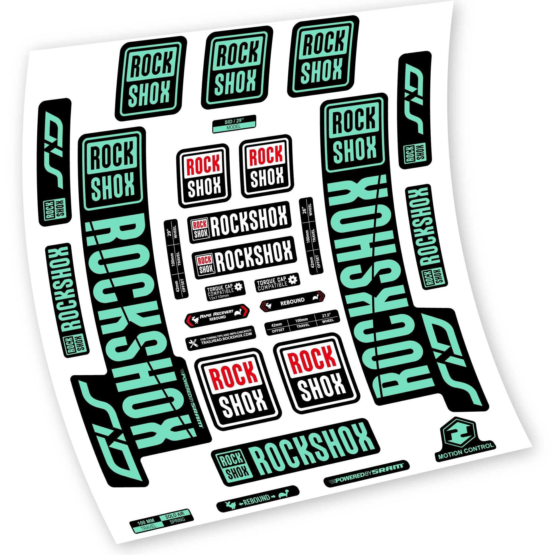 Stickers Rock Shox Sid 2018 2019 compatibles Autocollants fourche VTT