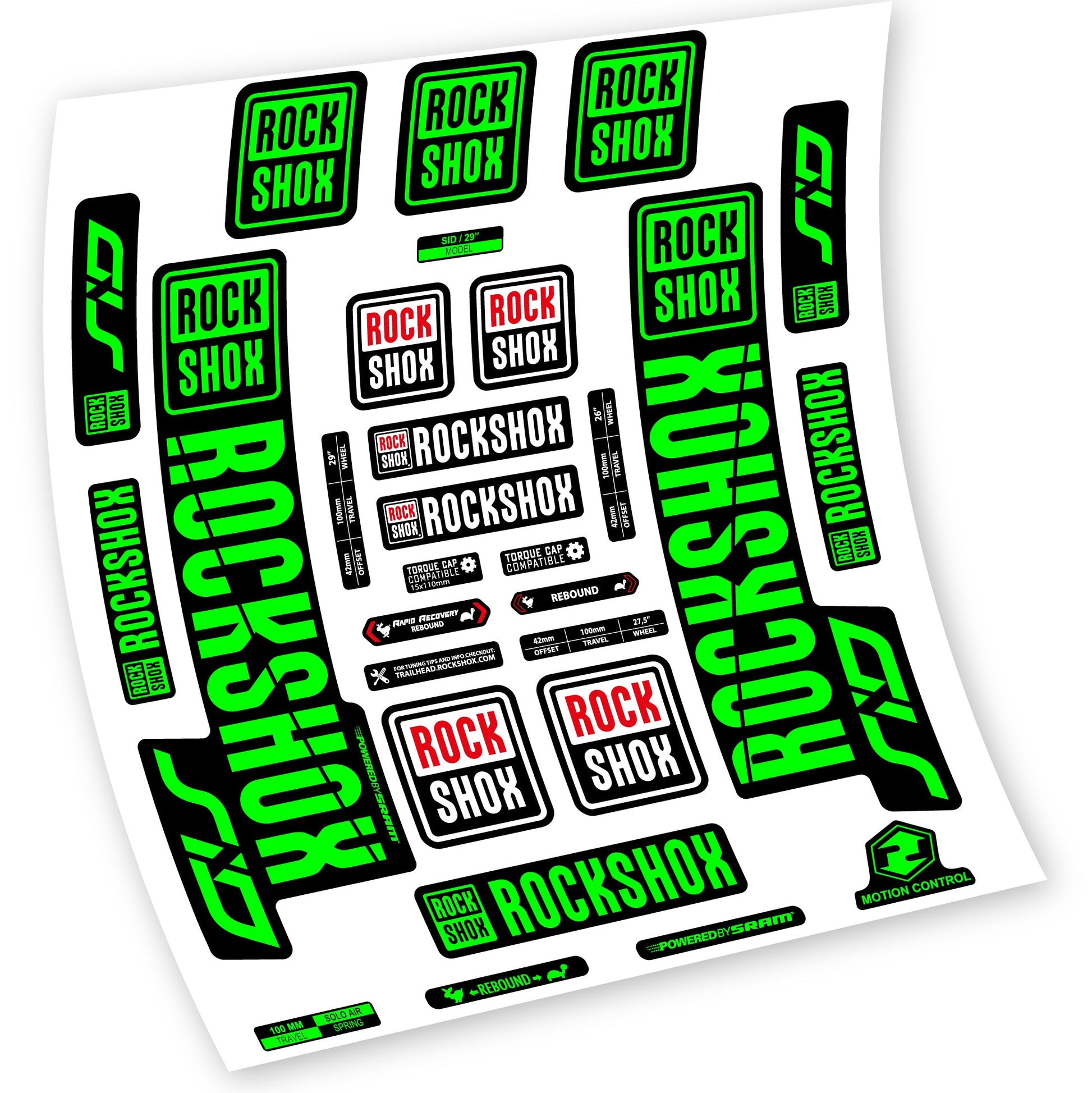 Stickers Rock Shox Sid 2018 2019 compatibles Autocollants fourche VTT