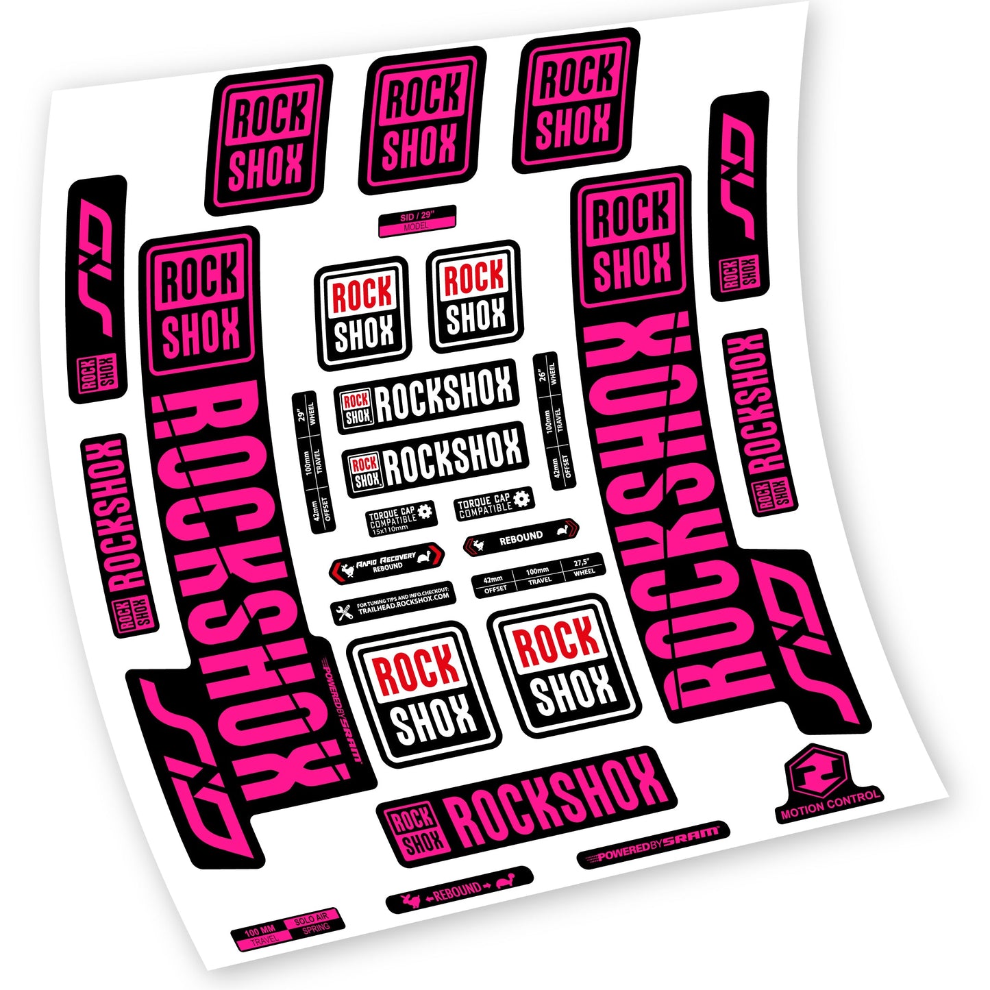 Stickers Rock Shox Sid 2018 2019 compatibles Autocollants fourche VTT