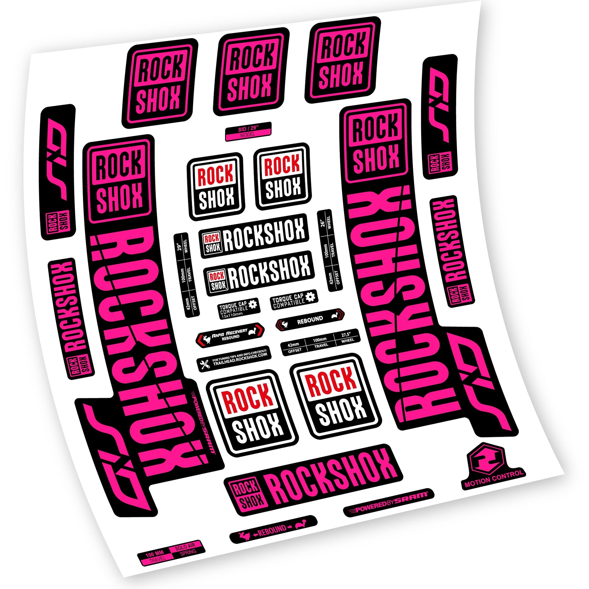 Stickers Rock Shox Sid 2018 2019 compatibles Autocollants fourche VTT