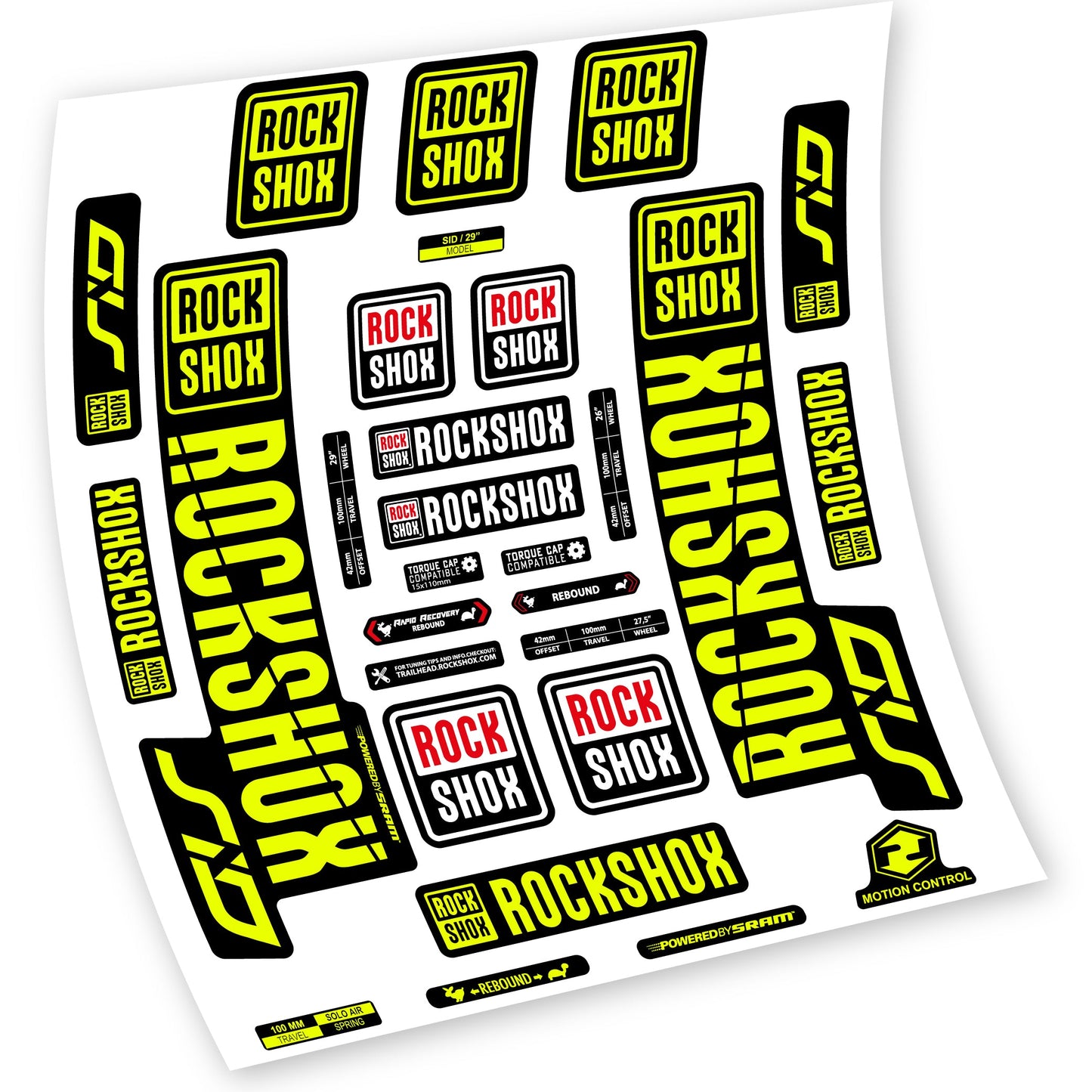 Stickers Rock Shox Sid 2018 2019 compatibles Autocollants fourche VTT