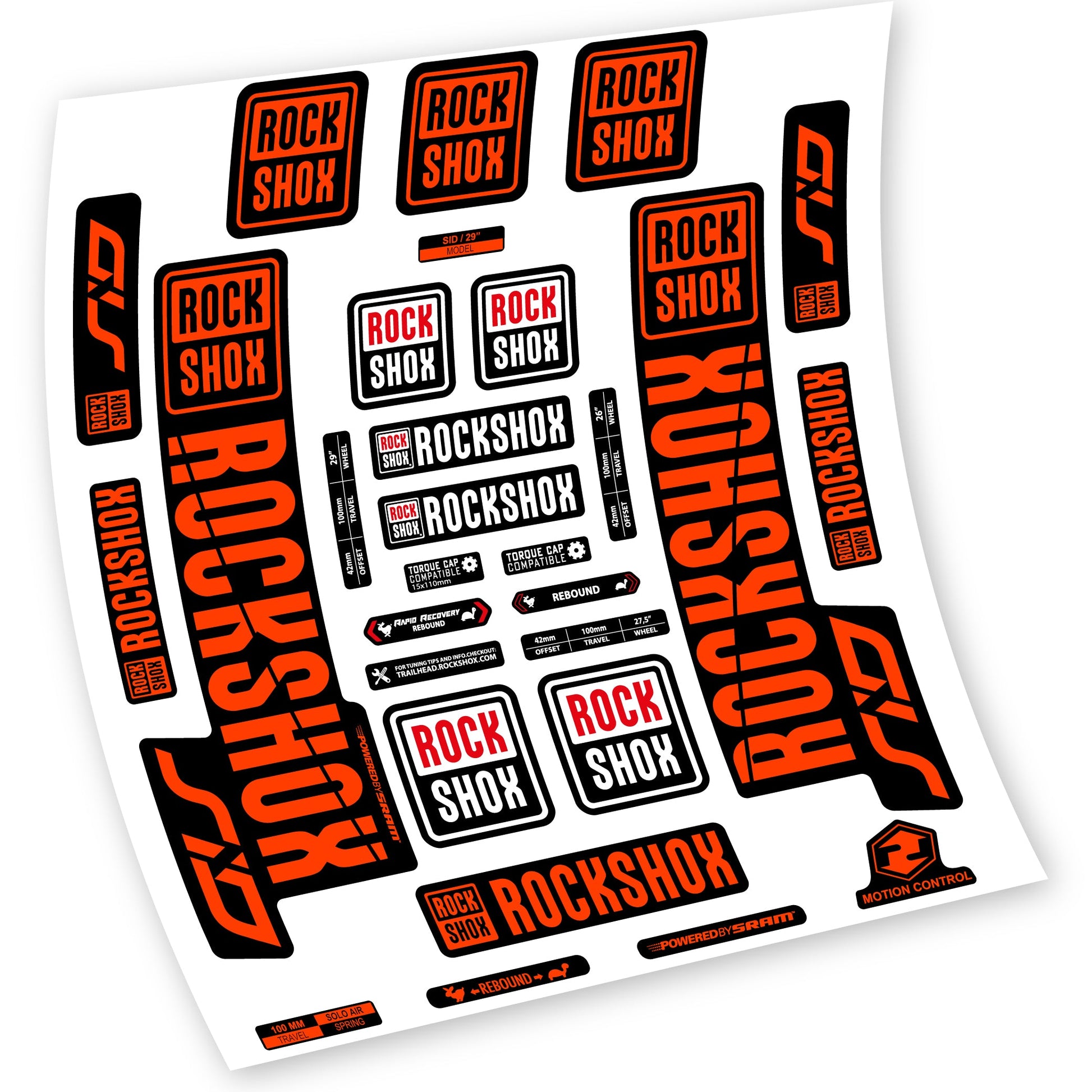 Stickers Rock Shox Sid 2018 2019 compatibles Autocollants fourche VTT