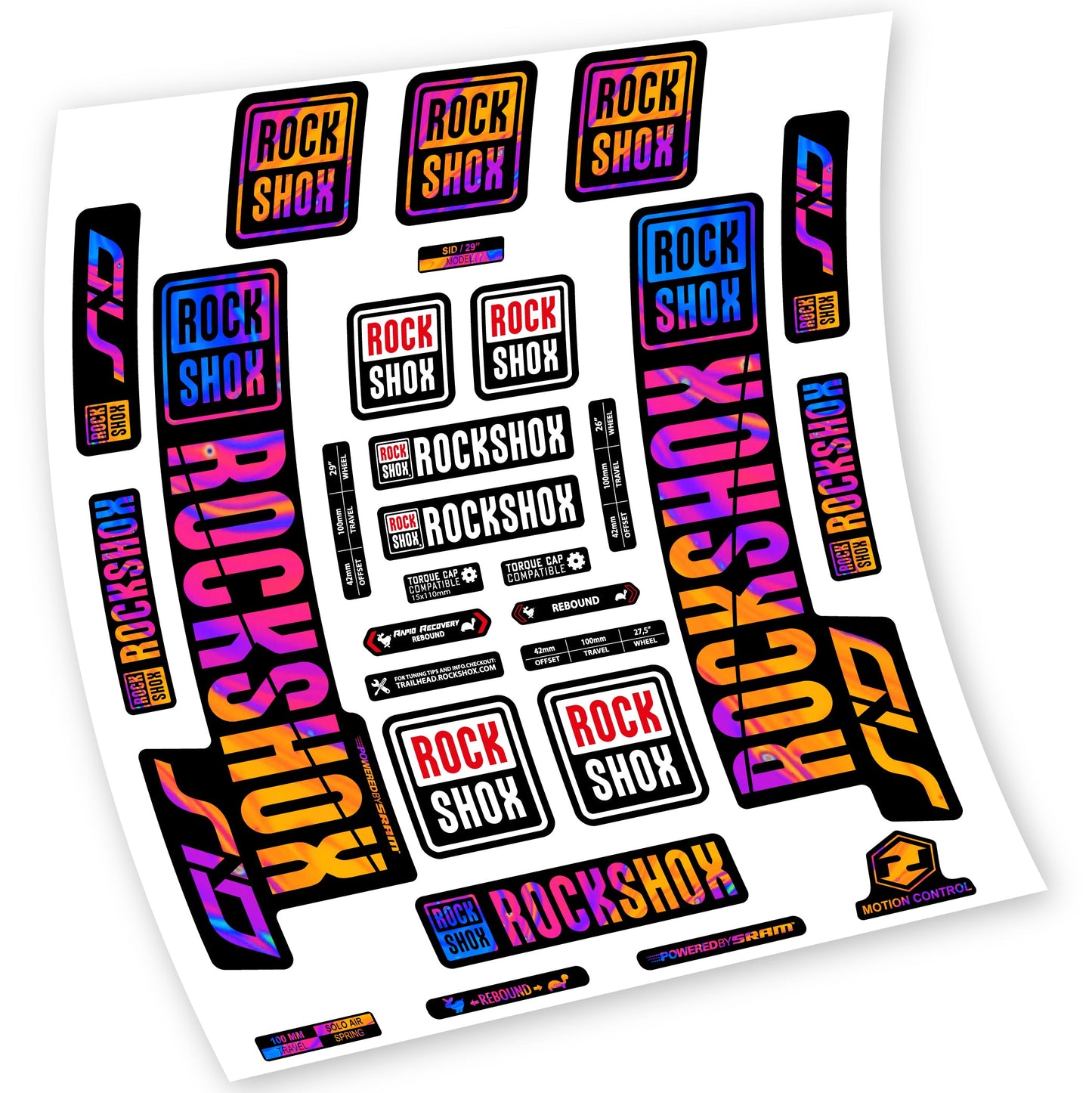 Stickers Rock Shox Sid 2018 2019 compatibles Autocollants fourche VTT