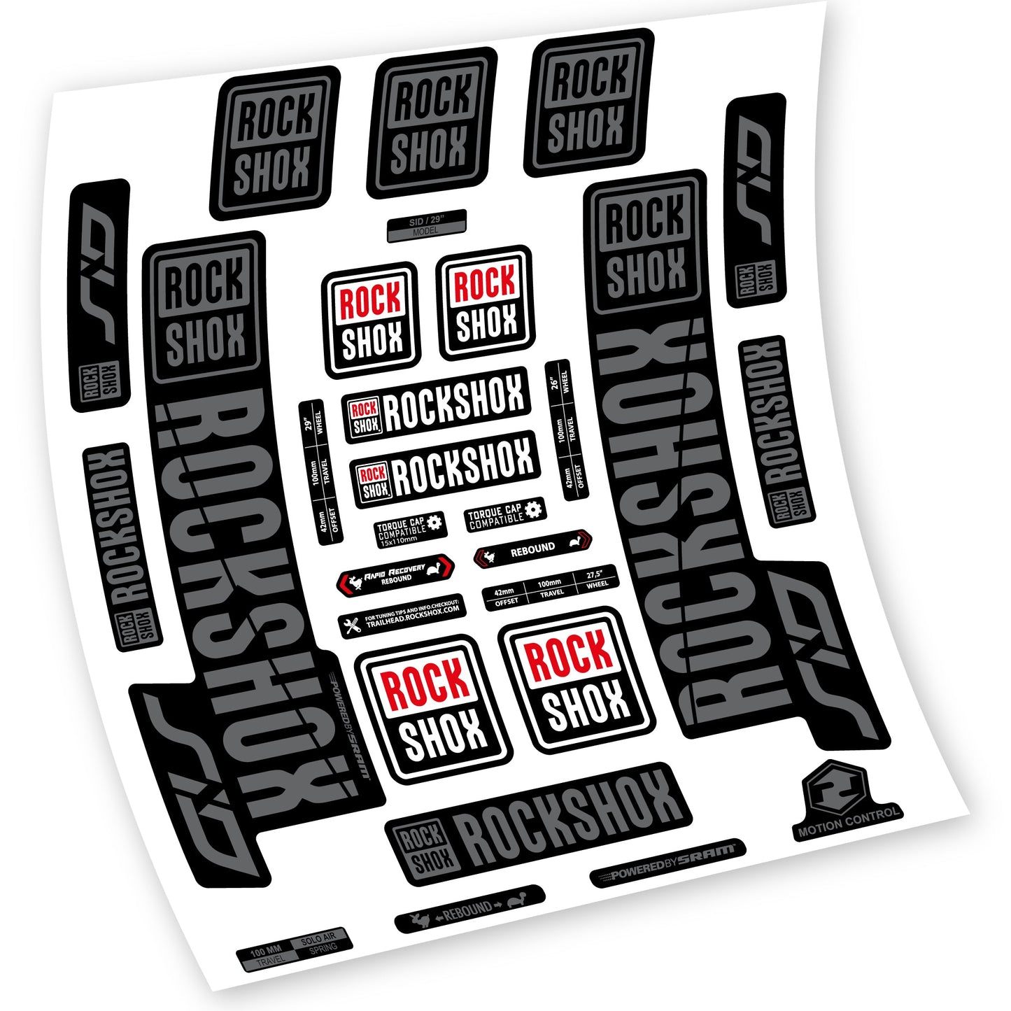 Stickers Rock Shox Sid 2018 2019 compatibles Autocollants fourche VTT