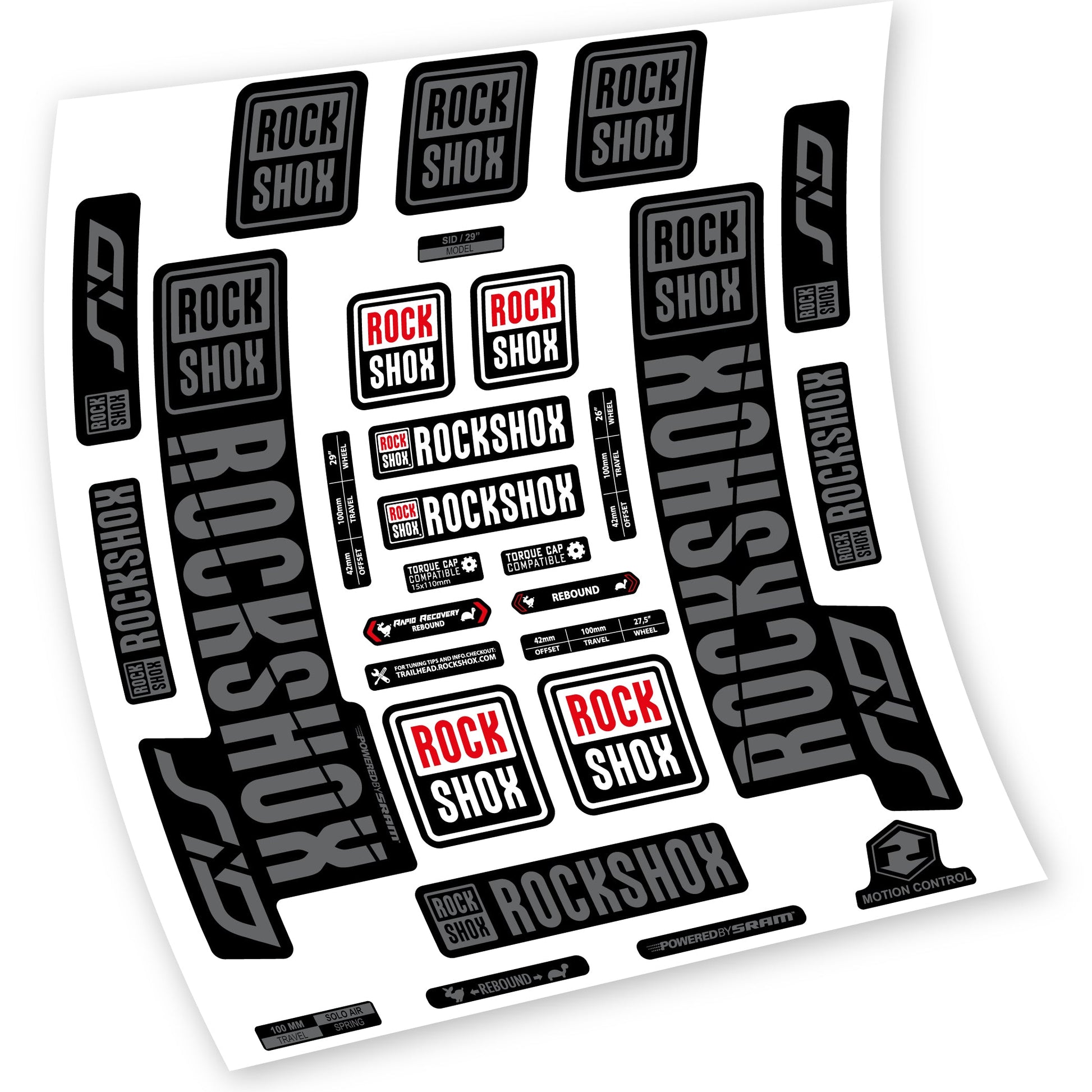Stickers Rock Shox Sid 2018 2019 compatibles Autocollants fourche VTT