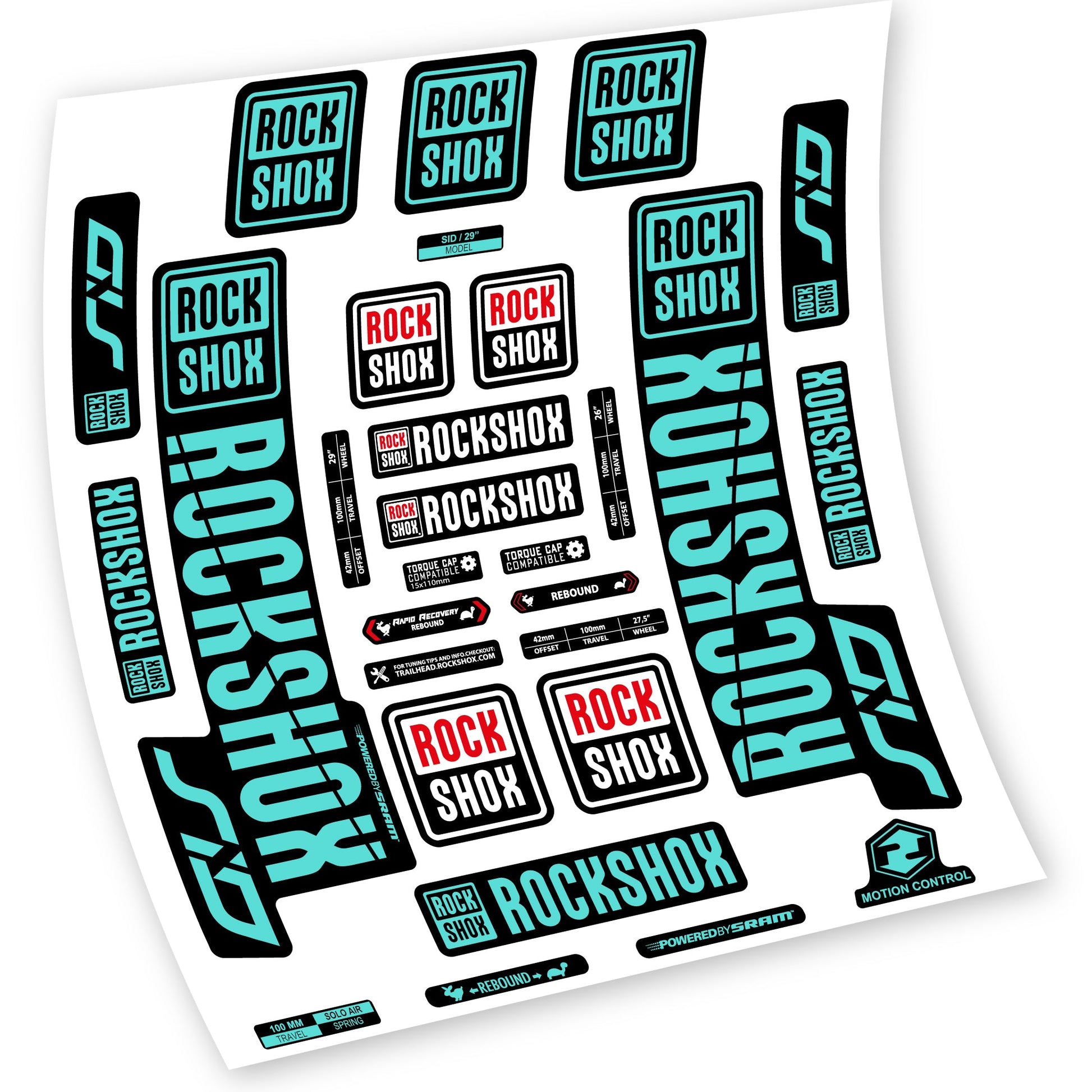 Stickers Rock Shox Sid 2018 2019 compatibles Autocollants fourche VTT