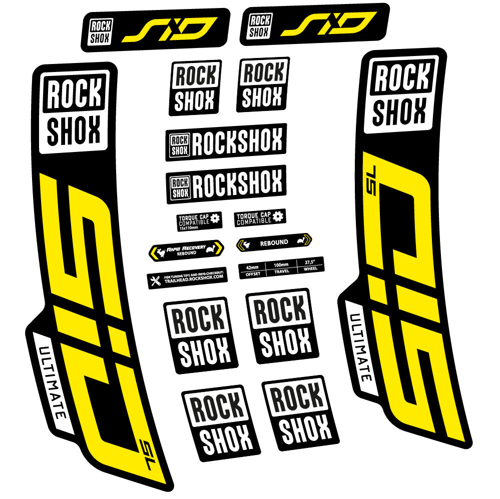 Stickers Rock Shox Sid Ultimate SL 2021 compatibles - Autocollants fourche VTT
