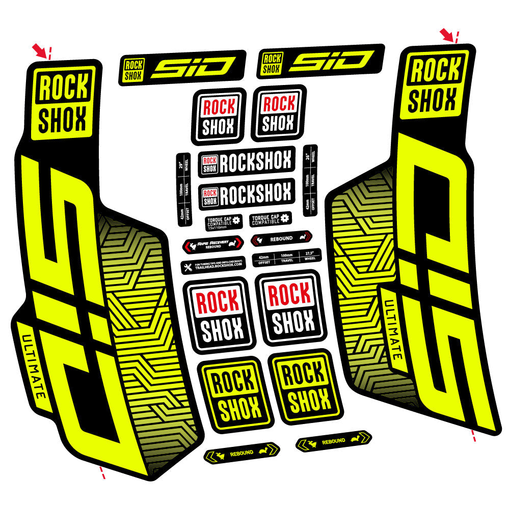 Stickers Rock Shox Sid Ultimate Flight Attendant compatibles - Autocollants fourche VTT