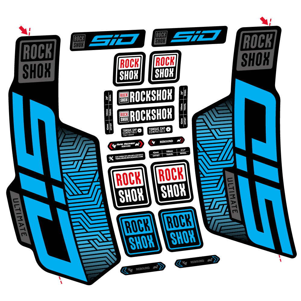 Stickers Rock Shox Sid Ultimate Flight Attendant compatibles - Autocollants fourche VTT