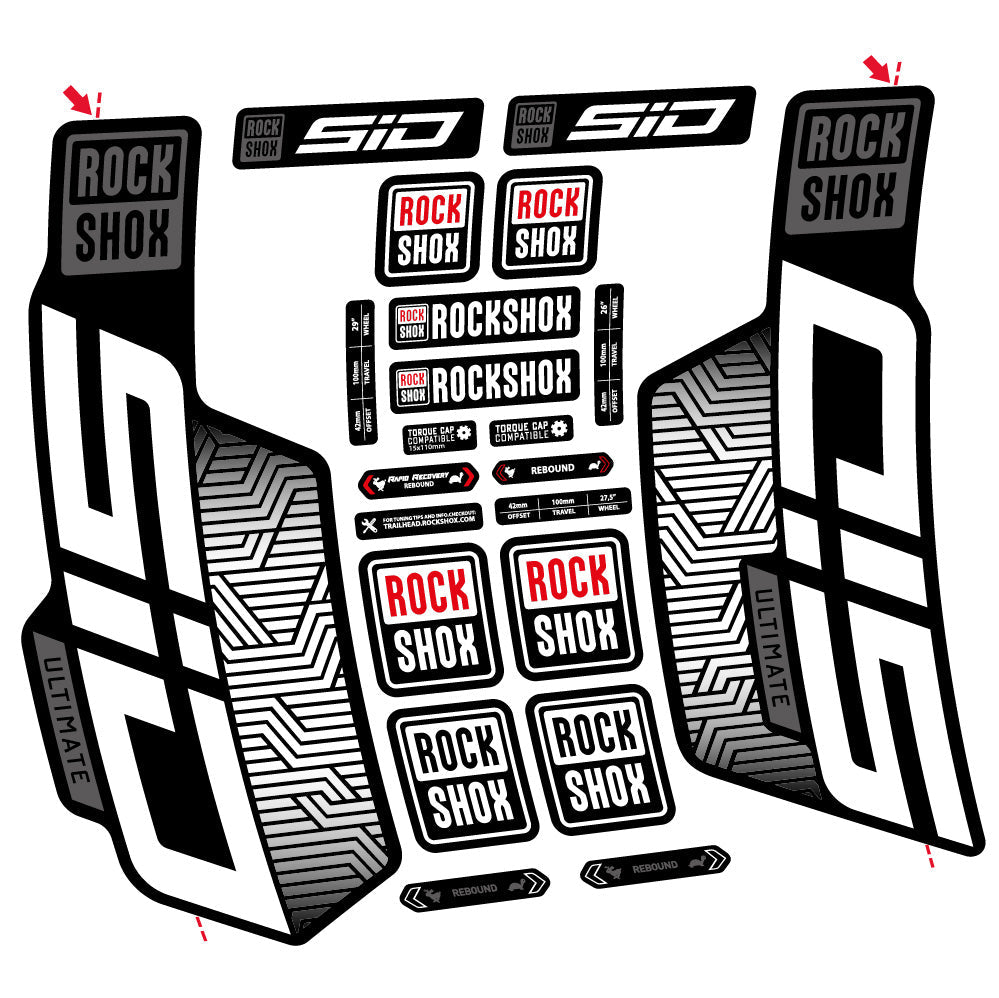 Stickers Rock Shox Sid Ultimate Flight Attendant compatibles - Autocollants fourche VTT