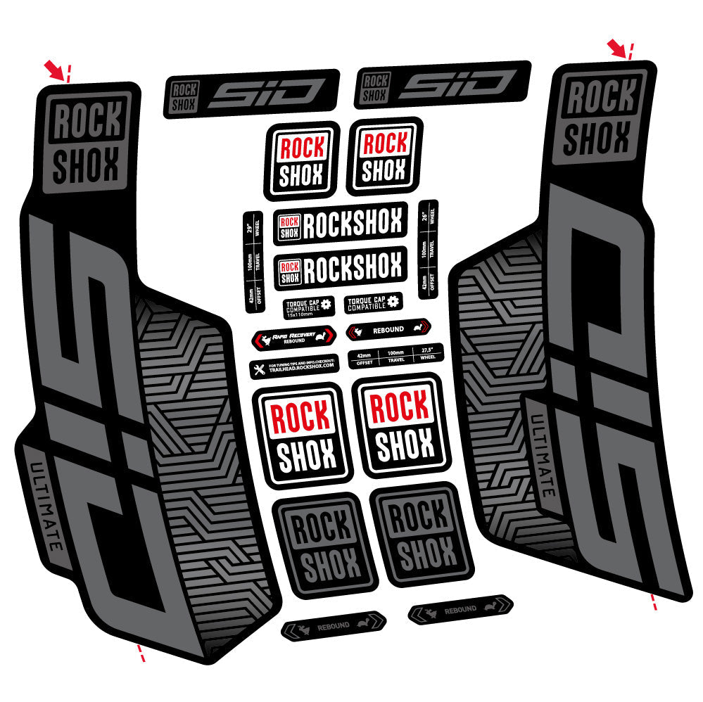 Stickers Rock Shox Sid Ultimate Flight Attendant compatibles Autocollants fourche VTT 29"