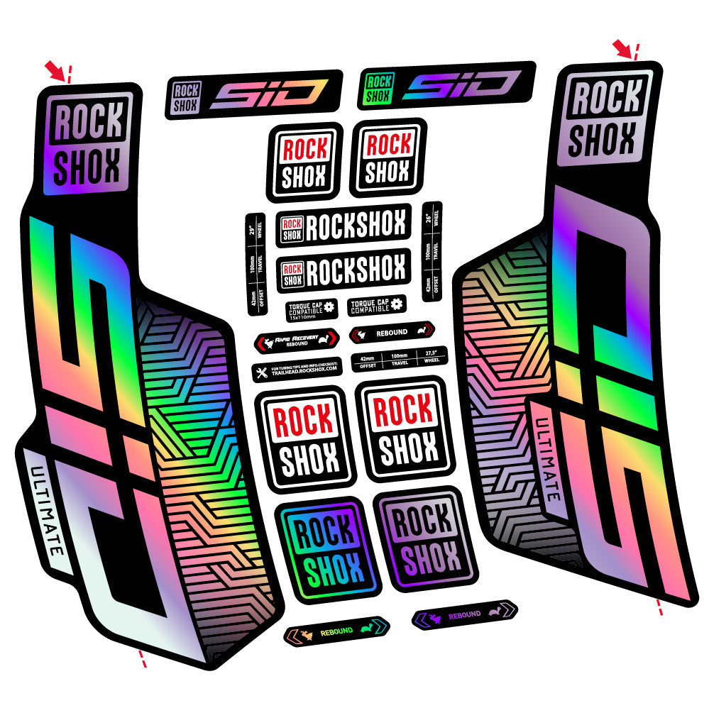 Stickers Rock Shox Sid Ultimate Flight Attendant compatibles - Autocollants fourche VTT