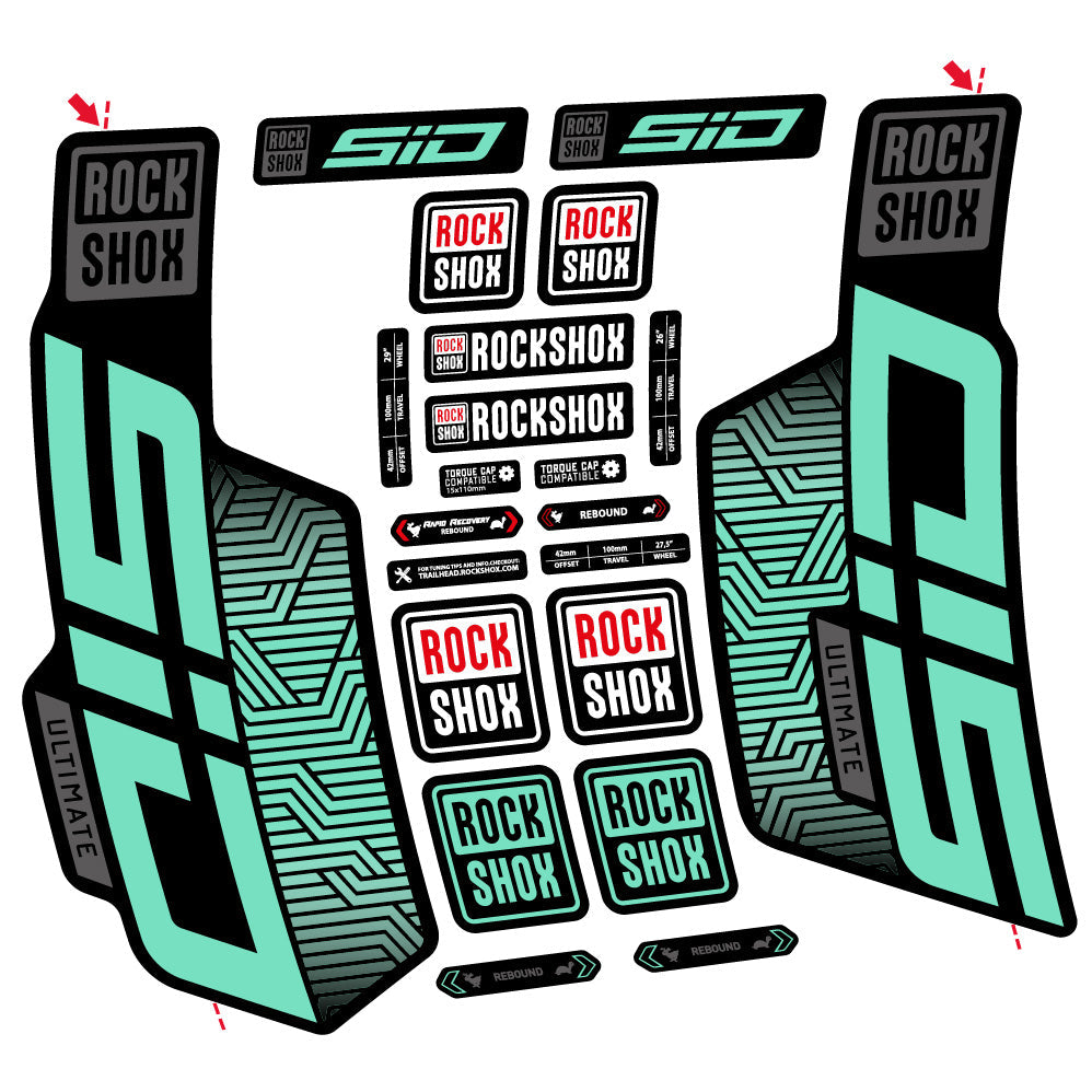 Stickers Rock Shox Sid Ultimate Flight Attendant compatibles Autocollants fourche VTT 29"
