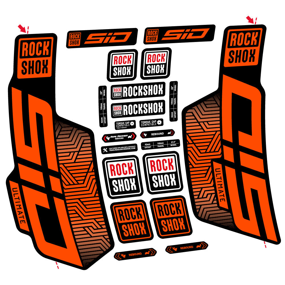 Stickers Rock Shox Sid Ultimate Flight Attendant compatibles - Autocollants fourche VTT