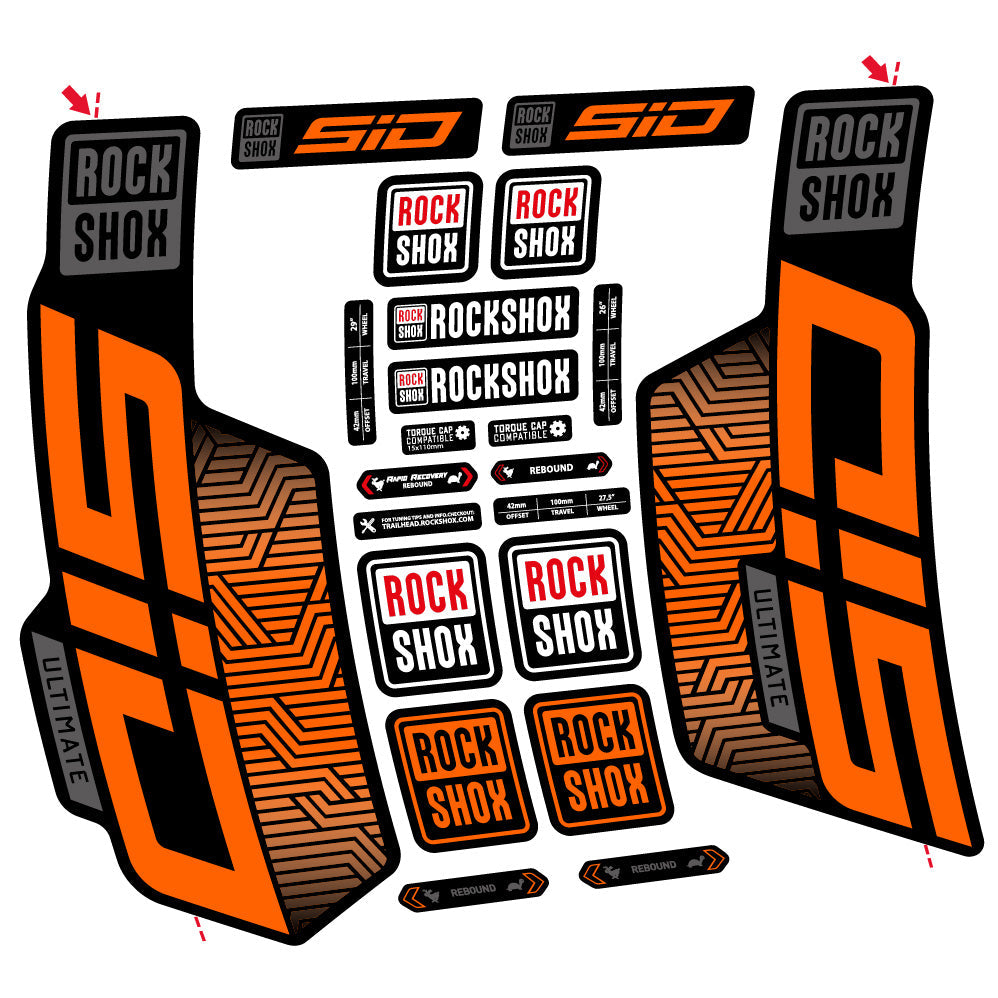 Stickers Rock Shox Sid Ultimate Flight Attendant compatibles Autocollants fourche VTT 29"