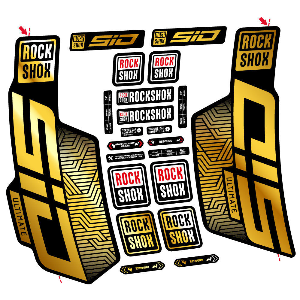 Stickers Rock Shox Sid Ultimate Flight Attendant compatibles Autocollants fourche VTT 29"