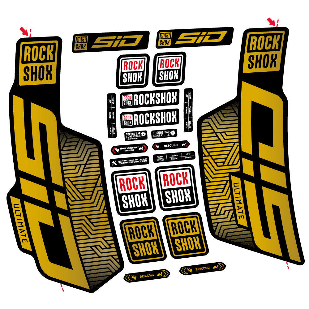 Stickers Rock Shox Sid Ultimate Flight Attendant compatibles - Autocollants fourche VTT