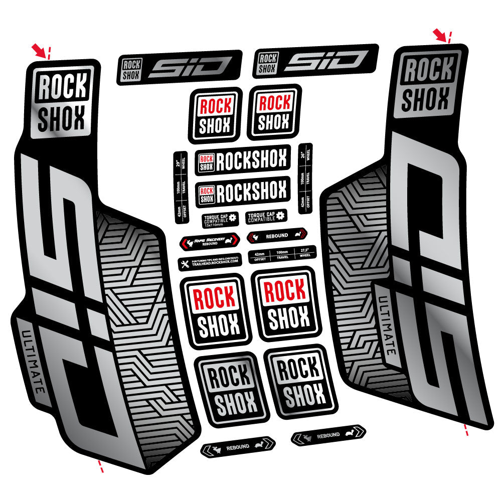Stickers Rock Shox Sid Ultimate Flight Attendant compatibles Autocollants fourche VTT 29"