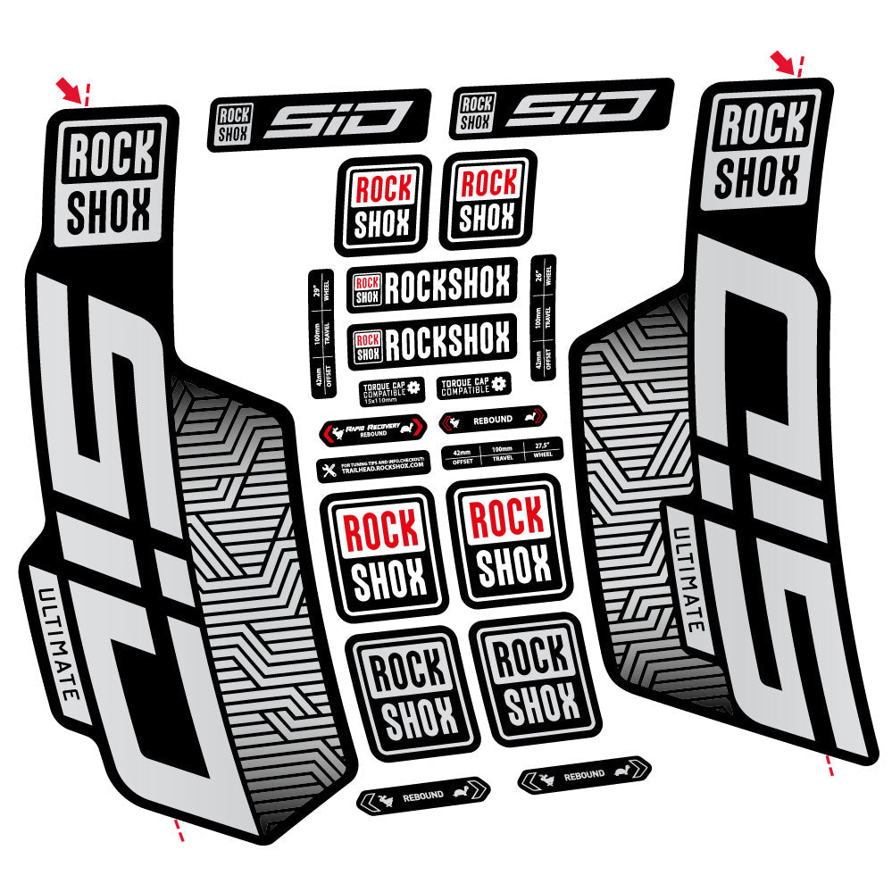 Stickers Rock Shox Sid Ultimate Flight Attendant compatibles Autocollants fourche VTT 29"