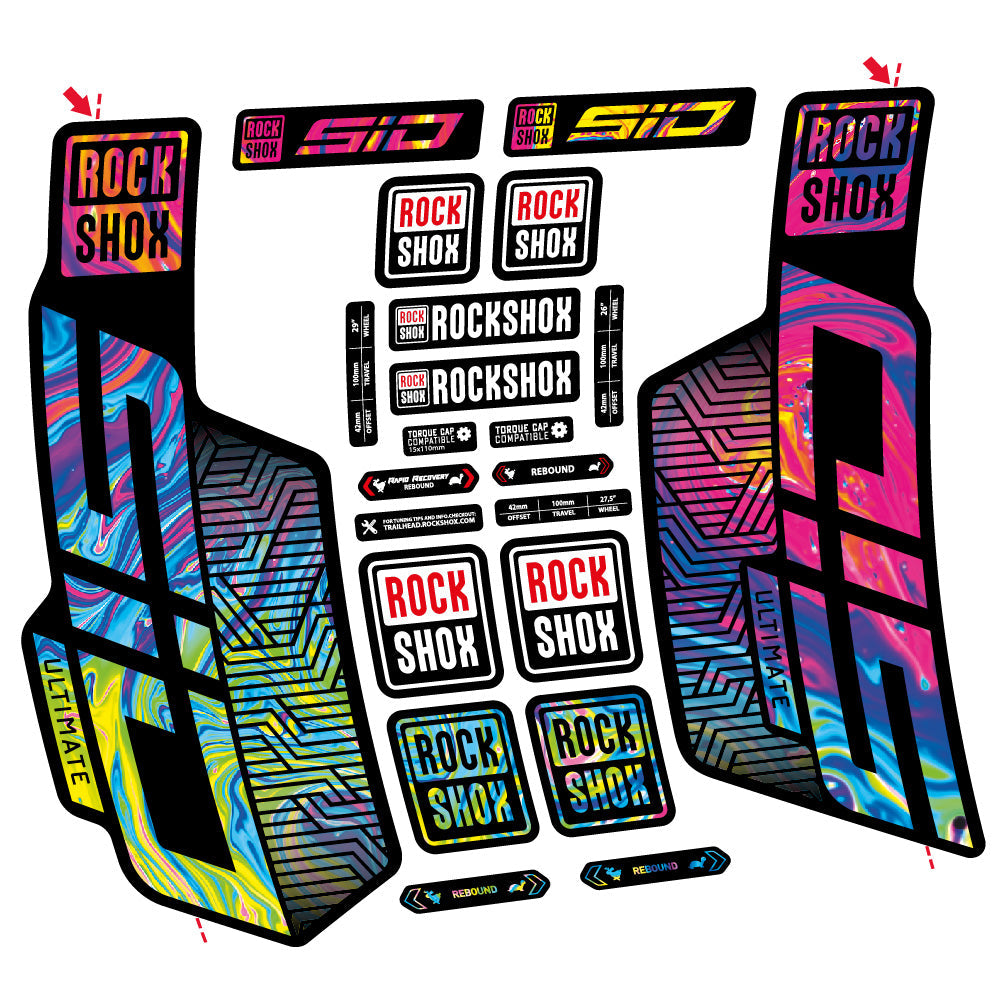 Stickers Rock Shox Sid Ultimate Flight Attendant compatibles - Autocollants fourche VTT