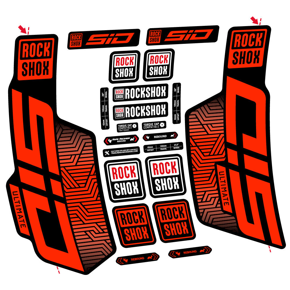 Stickers Rock Shox Sid Ultimate Flight Attendant compatibles Autocollants fourche VTT 29"