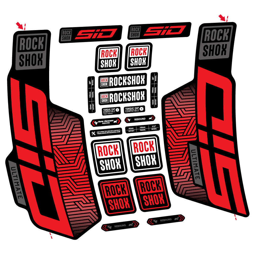 Stickers Rock Shox Sid Ultimate Flight Attendant compatibles Autocollants fourche VTT 29"