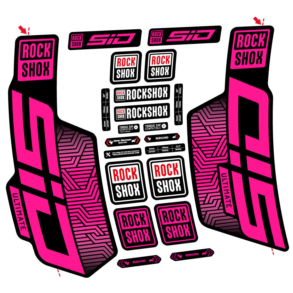 Stickers Rock Shox Sid Ultimate Flight Attendant compatibles Autocollants fourche VTT 29"