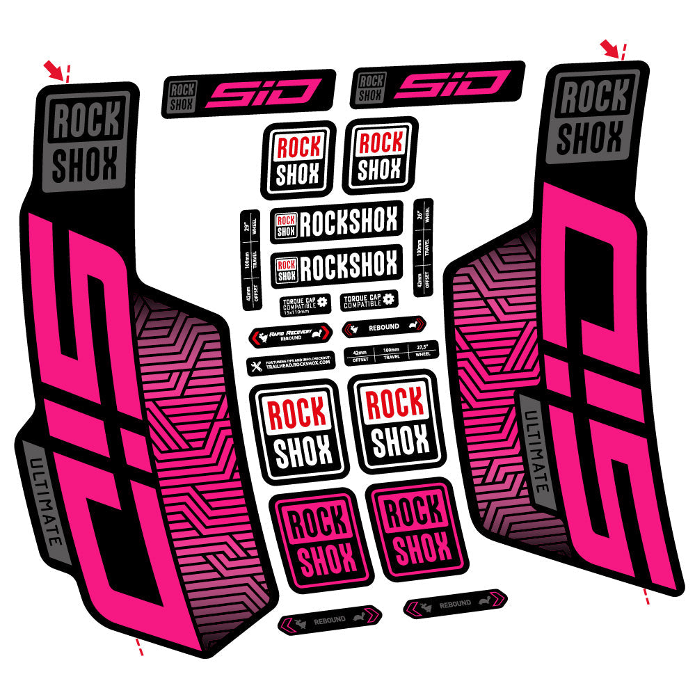 Stickers Rock Shox Sid Ultimate Flight Attendant compatibles Autocollants fourche VTT 29"