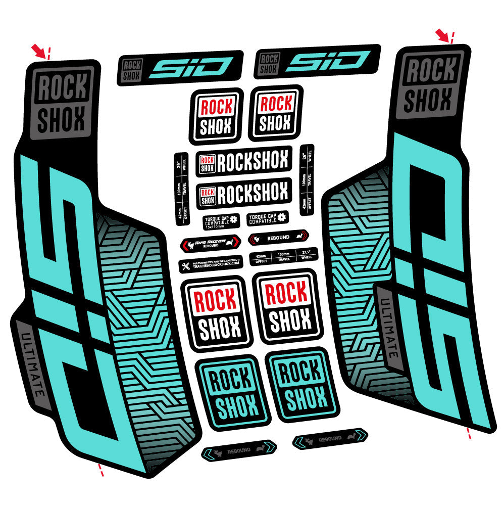Stickers Rock Shox Sid Ultimate Flight Attendant compatibles Autocollants fourche VTT 29"