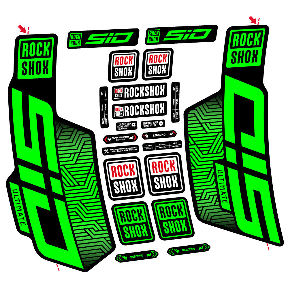 Stickers Rock Shox Sid Ultimate Flight Attendant compatibles - Autocollants fourche VTT