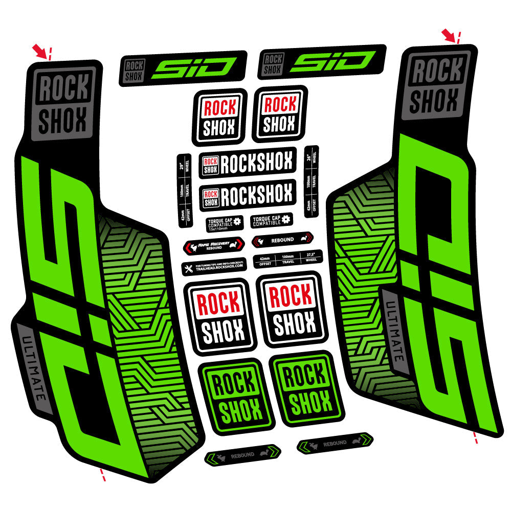 Stickers Rock Shox Sid Ultimate Flight Attendant compatibles Autocollants fourche VTT 29"