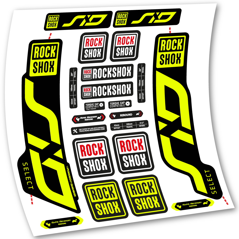 Stickers Rock Shox Sid Select 2020 compatibles Autocollants fourche VTT