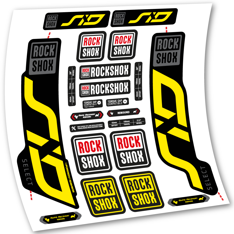 Stickers Rock Shox Sid Select 2020 compatibles Autocollants fourche VTT
