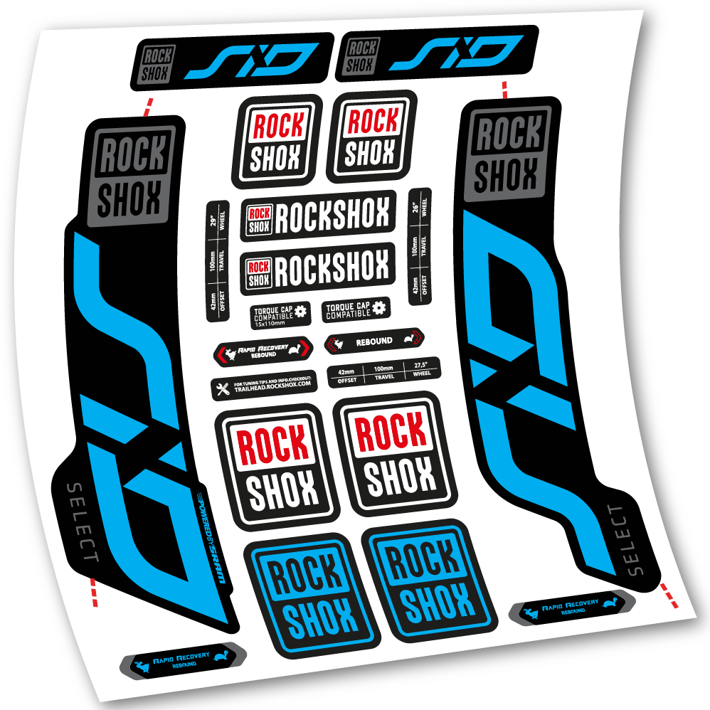 Stickers Rock Shox Sid Select 2020 compatibles Autocollants fourche VTT