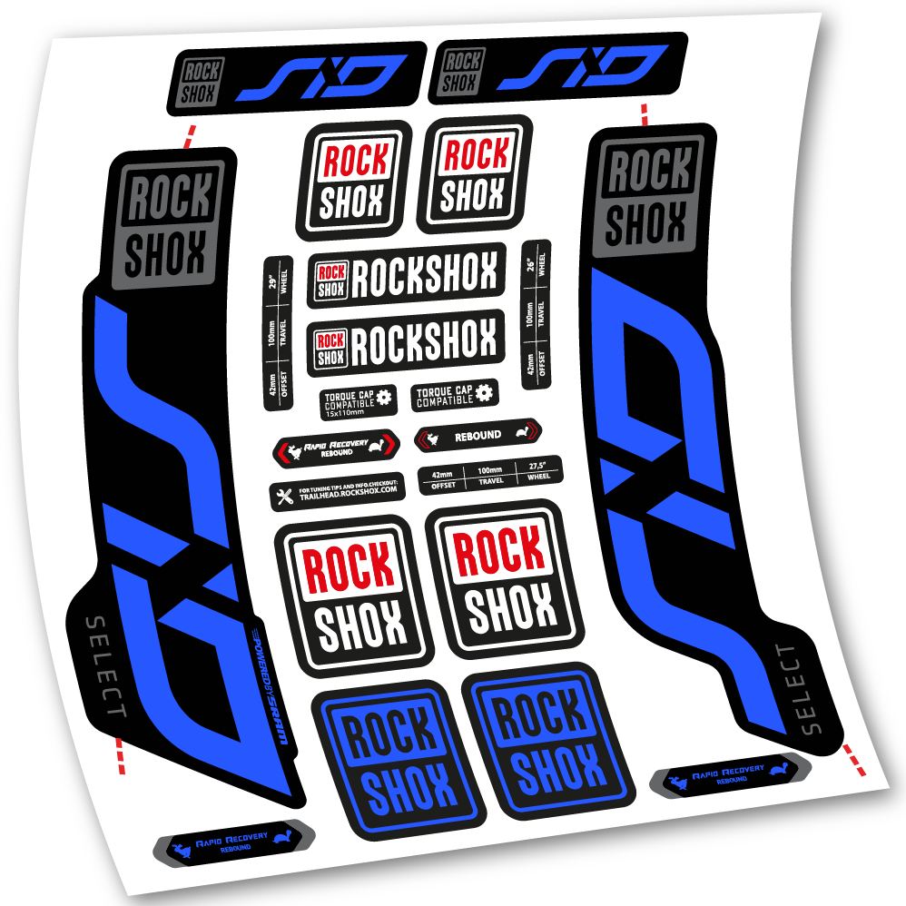 Stickers Rock Shox Sid Select 2020 compatibles Autocollants fourche VTT