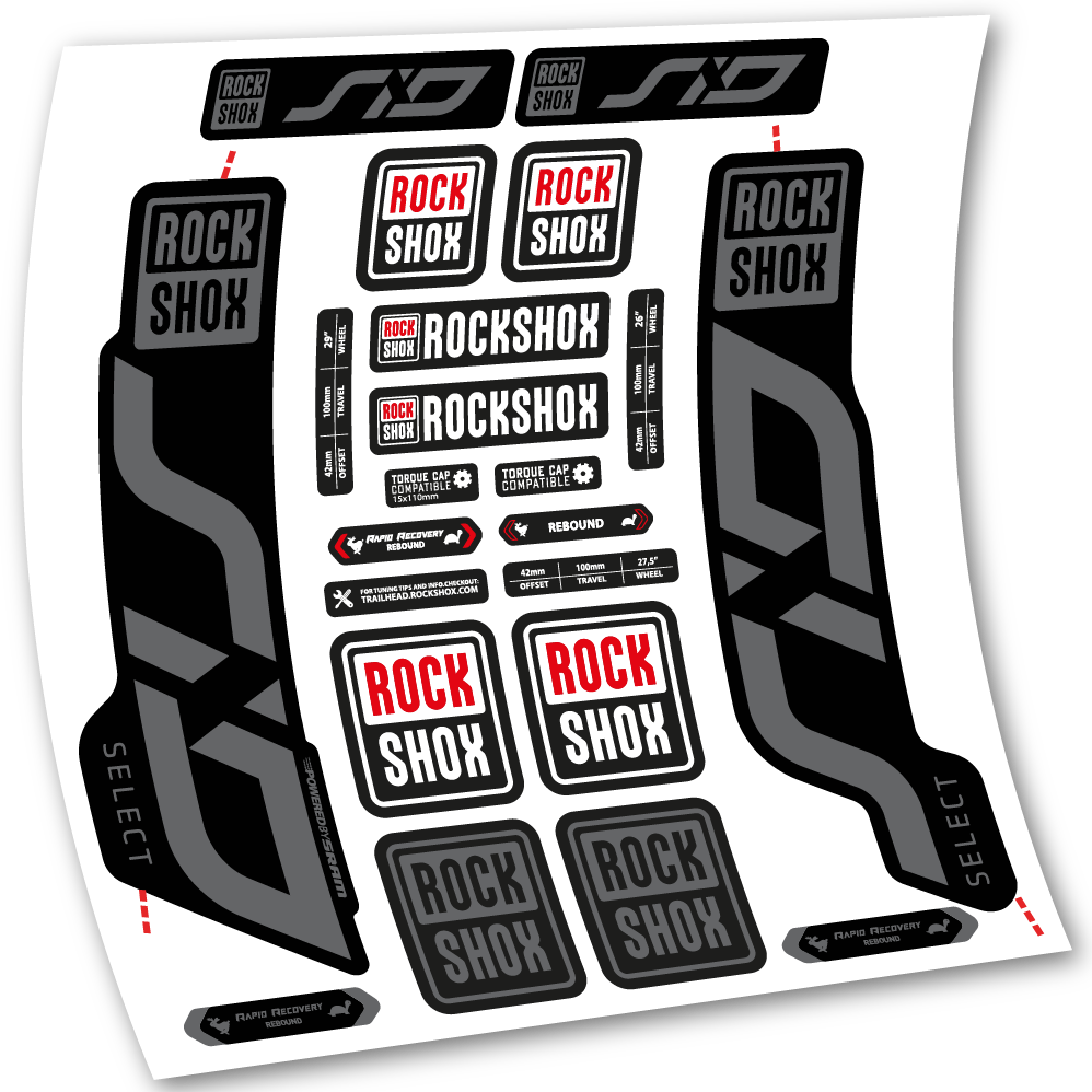 Stickers Rock Shox Sid Select 2020 compatibles Autocollants fourche VTT