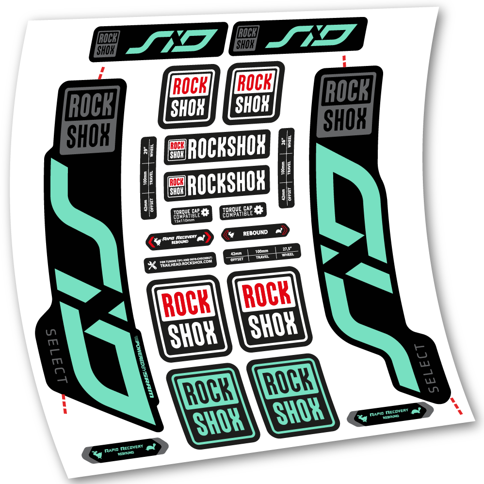 Stickers Rock Shox Sid Select 2020 compatibles Autocollants fourche VTT