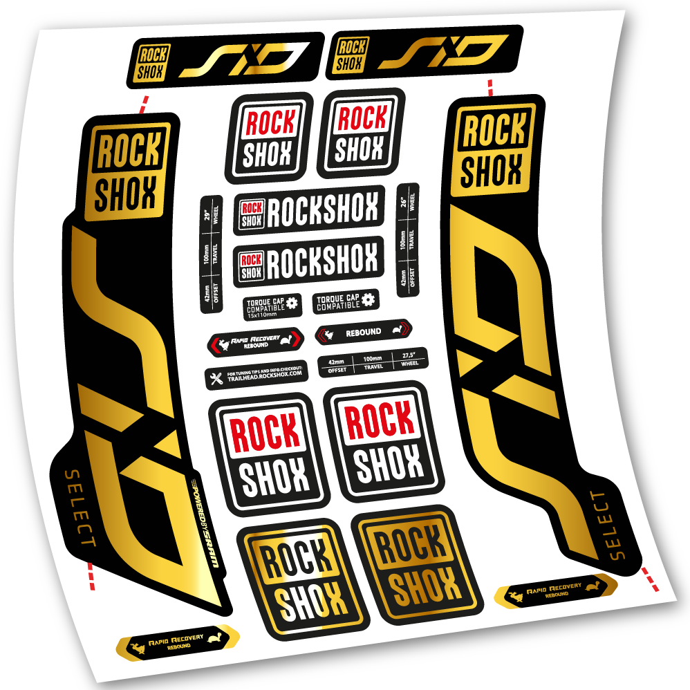 Stickers Rock Shox Sid Select 2020 compatibles Autocollants fourche VTT