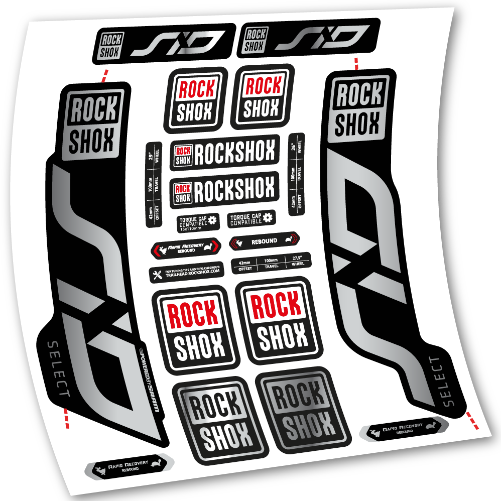 Stickers Rock Shox Sid Select 2020 compatibles Autocollants fourche VTT