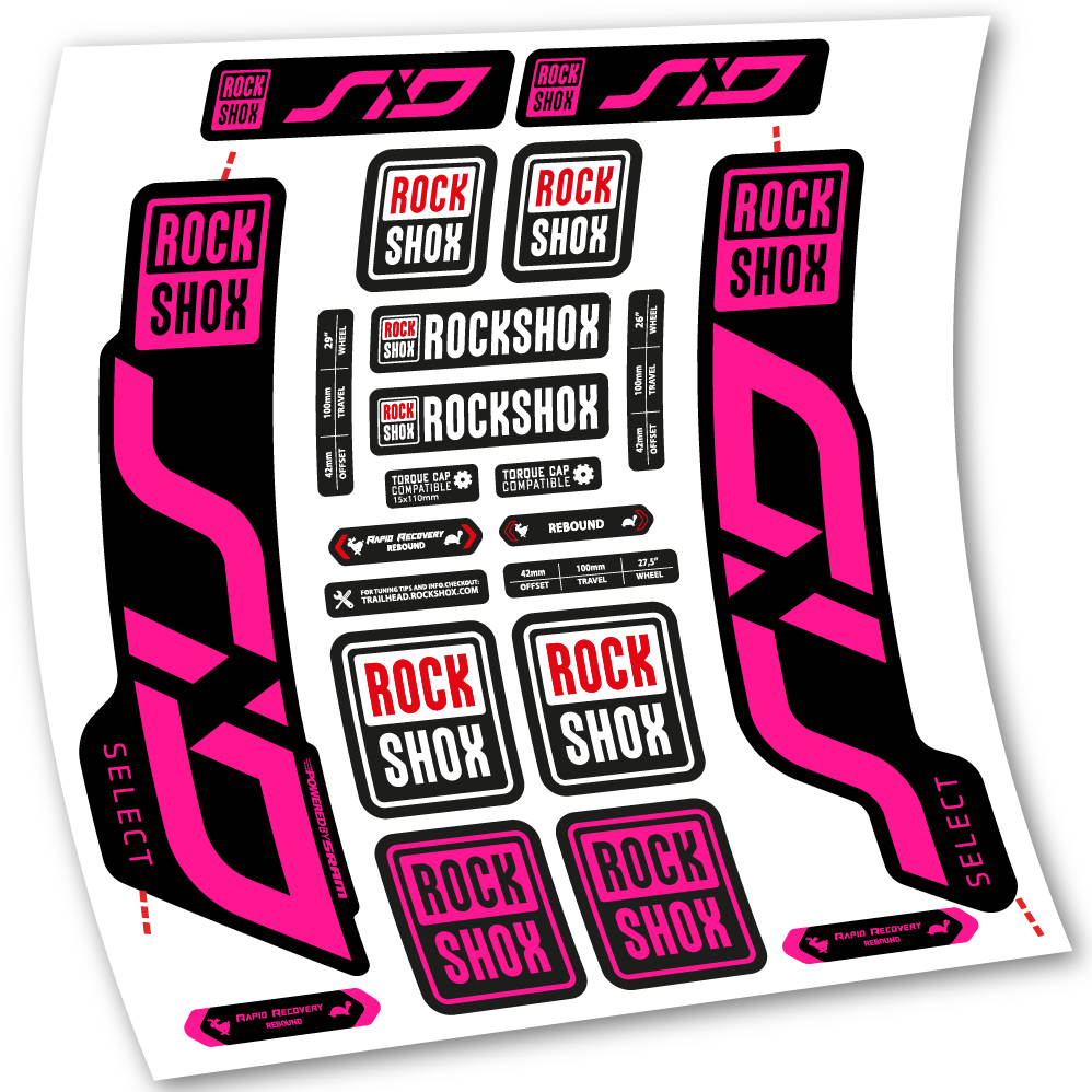 Stickers Rock Shox Sid Select 2020 compatibles Autocollants fourche VTT