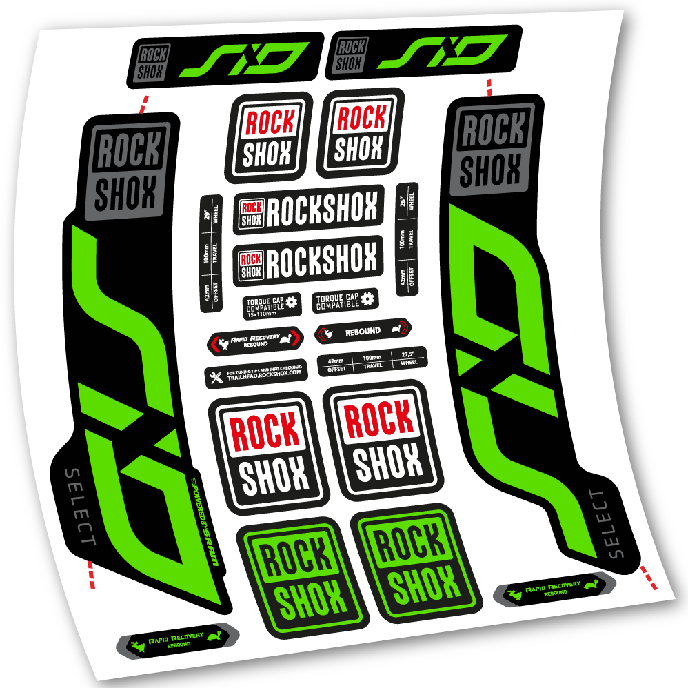Stickers Rock Shox Sid Select 2020 compatibles Autocollants fourche VTT