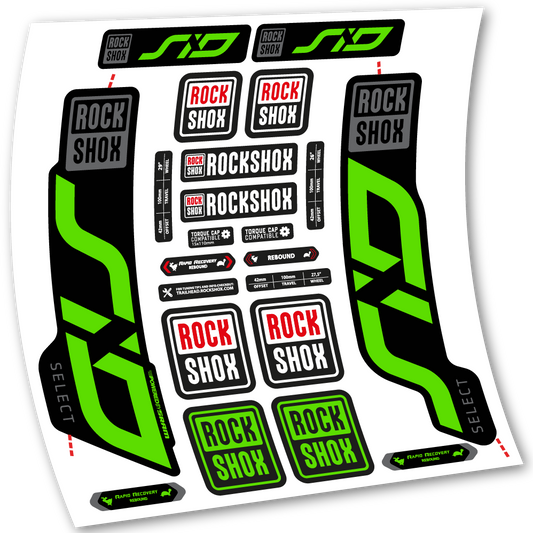Stickers Rock Shox Sid Select 2020 compatibles Autocollants fourche VTT