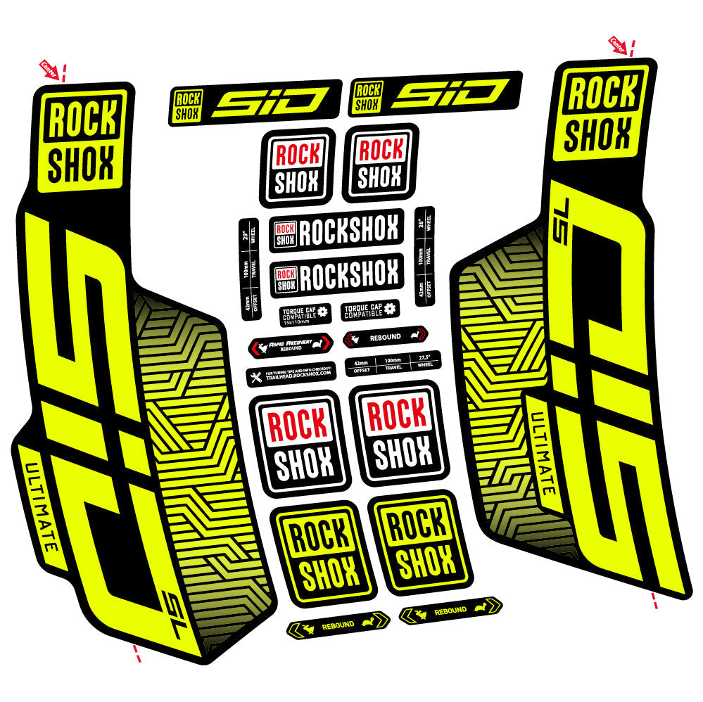 Stickers Rock Shox Sid SL Ultimate Flight Attendant compatibles Autocollants fourche VTT 29"